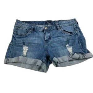 STS Blue Shorts Size 13 Juniors Stretch Light Wash Cuff Distressed